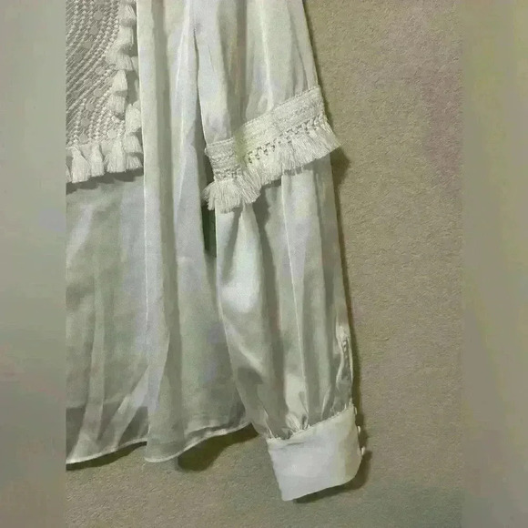 Ryegrass Ivory Tassel Boho Victorian Blouse Large NWT Love Bowery Poplin - Picture 5 of 11